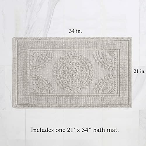 Jean Pierre New York Cotton StoneWash Medallion 21x34 in.Bath Rug, Gray