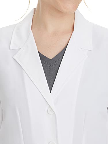 Healing Hands Womens Lab Coat 4 Pocket Full Sleeve Mid length 5064 Felicity The White Coat Minimalist Collection White L