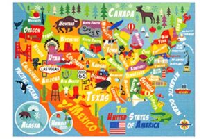 kc cubs playtime collection usa united states map educational learning & game area rug carpet for kids and children bedrooms and playroom (3'3" x 4'7")