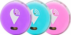 trackr pixel - bluetooth tracking device. item tracker. phone finder. ios/android compatible - 3 color, aqua, purple, & pink.