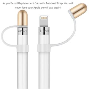 Apple Pencil Replacement Cap- Tranesca Aluminum Replacement Cap for Apple Pencil (3 in a Pack) Gold,Rose Gold,Silver- Not Magnetically Clasped