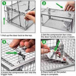 Kensizer Humane Rat Trap, Chipmunk Rodent Trap That Work for Indoor and Outdoor Small Animal - Mouse Voles Hamsters Live Cage Catch and Release