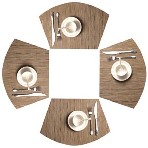 shacos round table placemats set of 4 wedge placemats heat resistant round table mats wipe clean (4, tan)