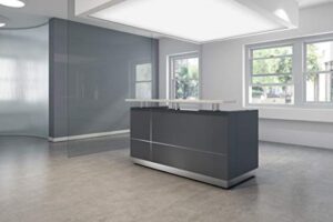gw furniture modern space grey reception desk (71 inch) with quartz stone counter top