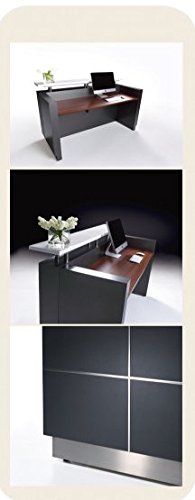 GW FURNITURE Modern Space Grey Reception Desk (71 inch) with Quartz Stone Counter TOP