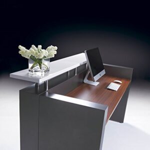 GW FURNITURE Modern Space Grey Reception Desk (71 inch) with Quartz Stone Counter TOP