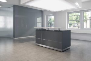 gw furniture modern space grey reception desk(63") with quartz stone counter top
