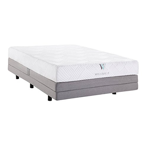 WELLSVILLE Luxury Temperature Control Gel Memory Foam Mattress - CertiPUR-US Certified Twin Grey/White