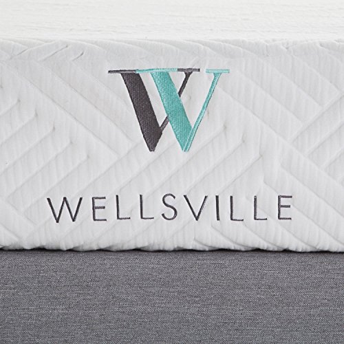 WELLSVILLE Luxury Temperature Control Gel Memory Foam Mattress - CertiPUR-US Certified Twin Grey/White