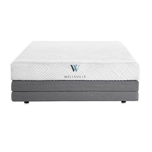 WELLSVILLE Luxury Temperature Control Gel Memory Foam Mattress - CertiPUR-US Certified Twin Grey/White