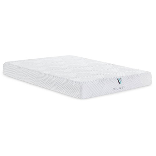 WELLSVILLE Luxury Temperature Control Gel Memory Foam Mattress - CertiPUR-US Certified Twin Grey/White