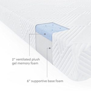 WELLSVILLE Luxury Temperature Control Gel Memory Foam Mattress - CertiPUR-US Certified Twin Grey/White