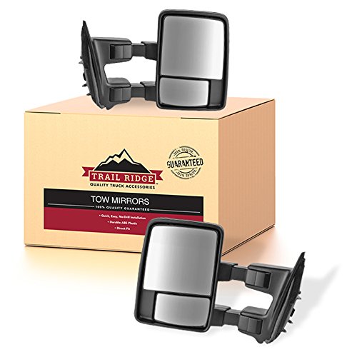 Trail Ridge Tow Mirror Manual Chrome Pair Set Compatible with 99-10 SD Pickup SUV