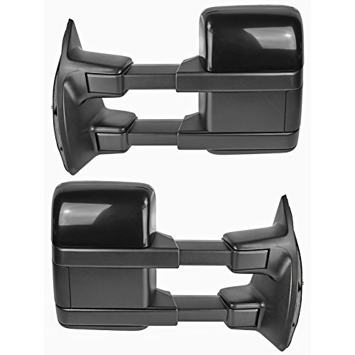 Trail Ridge Tow Mirror Manual Chrome Pair Set Compatible with 99-10 SD Pickup SUV