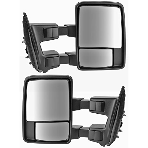 Trail Ridge Tow Mirror Manual Chrome Pair Set Compatible with 99-10 SD Pickup SUV