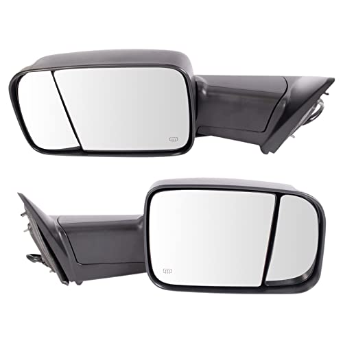 Trail Ridge Tow Mirror Power Folding Heated Signal Puddle Black Pair Set for Ram