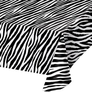 creative converting tablecover pl 54" x 108" aop zebra animal print plastic tabelcloth, 54 x 108, multicolor
