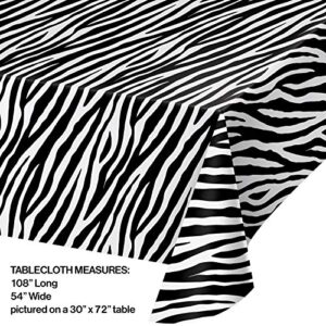 Creative Converting TABLECOVER PL 54" X 108" AOP Zebra Animal Print Plastic Tabelcloth, 54 x 108, Multicolor