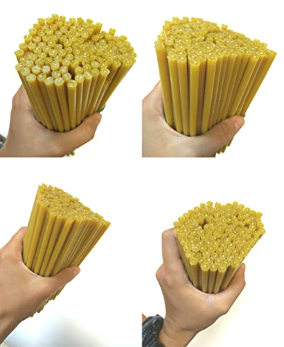 Natural Pure Beeswax Candles Organic Honey Eco Candles in Gift Box (Natural Cotton Wicks, Dripless, Smokeless, Not Taper, Not Ear Candles) (Yellow, 6.3 Inches (16 cm) 120pcs)