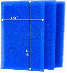 rayair supply 20x20 stratosaire air cleaner replacement filter pads 20x20 refills (3 pack) blue