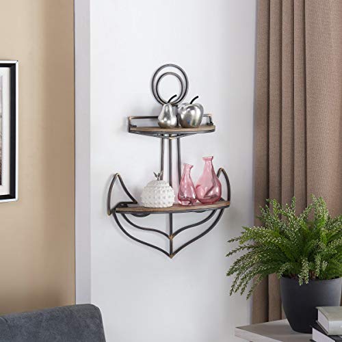 Danya B. FHB626 Decorative Sturdy Nautical Anchor Wall Shelf for Coastal or Seaside Home Decor