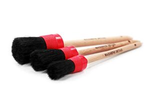 maxshine detailing brushes set for interior and exterior detailing, black & red