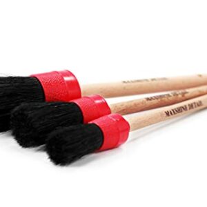 Maxshine Detailing Brushes Set for Interior and Exterior Detailing, Black & Red