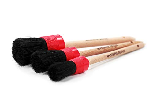 Maxshine Detailing Brushes Set for Interior and Exterior Detailing, Black & Red