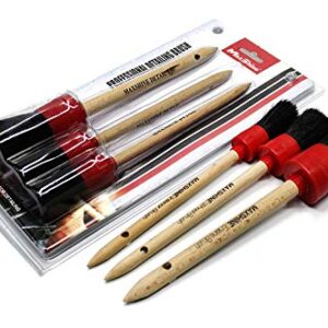 Maxshine Detailing Brushes Set for Interior and Exterior Detailing, Black & Red