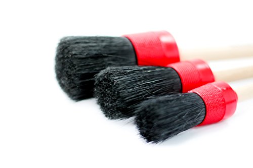 Maxshine Detailing Brushes Set for Interior and Exterior Detailing, Black & Red