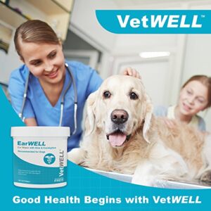 VetWELL Dog Ear Wipes - Otic Cleaning Wipes for Infections and Controlling Ear Infections and Ear Odor in Pets - EarWELL 100 Count