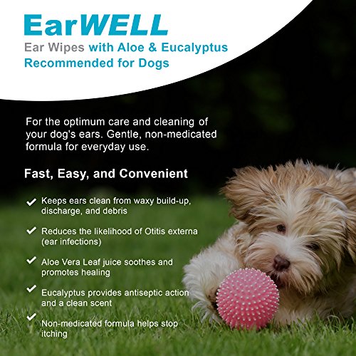 VetWELL Dog Ear Wipes - Otic Cleaning Wipes for Infections and Controlling Ear Infections and Ear Odor in Pets - EarWELL 100 Count