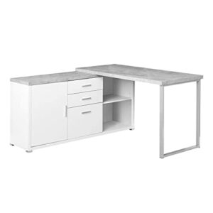 Monarch Specialties Computer Desk - 60"L White / Cement-Look Left/Right Face