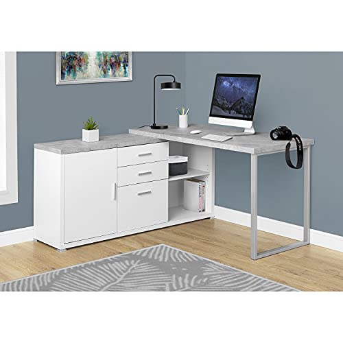 Monarch Specialties Computer Desk - 60"L White / Cement-Look Left/Right Face