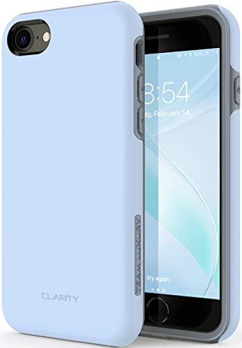 TEAM LUXURY iPhone SE Case 2022/2020, iPhone 8/7 Case, [Ultra Impact Resist] Shockproof Rugged Protective Case for Apple iPhone SE/8/7 Phone Case Cover 4.7", (Serenity Blue/Gray)