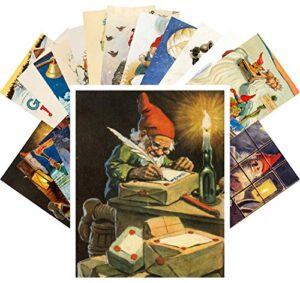 pixiluv vintage postcards 24 pcs christmas dwarves vintage illustrations by jenny nystrom