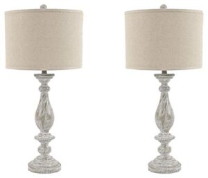 signature design by ashley bernadate vintage cottage table lamp, 2 count, 31", whitewash