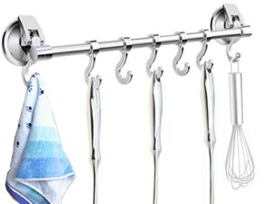 iromic suction cup hook hanger holder rack rail towel bar organizer for bathroom shower wreath, loofah,robe,towel,coat,cloth,kitchen utensils,wall mounted on glass door,window,tile wall