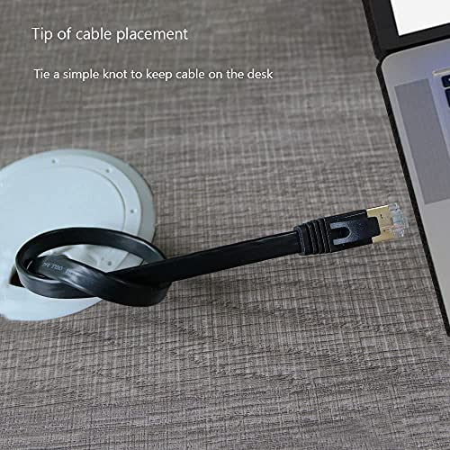 Ercielook Cat 6 Ethernet Cable 100 ft High Speed, Black Flat Internet Network Cable with Rj45 Connectors, Faster Than Cat5e Cat5