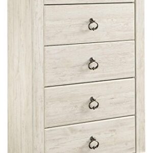 Signature Design by Ashley Willowton 5 Drawer Chest of Drawers, Two-tone Brown and Whitewash