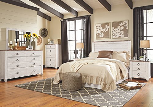 Signature Design by Ashley Willowton 5 Drawer Chest of Drawers, Two-tone Brown and Whitewash