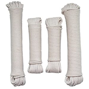 sgt knots cotton clothesline - all purpose laundry line dryer rope for outdoor/indoor, crafting & art projects (1/4" x 100ft, white)