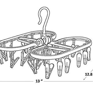 MONSTA Living Laundry Drying Rack Dry Clothes Hanger with 24 Clips - Compact Portable Outdoor Indoor Clothesline Replacement to Dry Clothing with Clips (Hanger with 24 Clips)