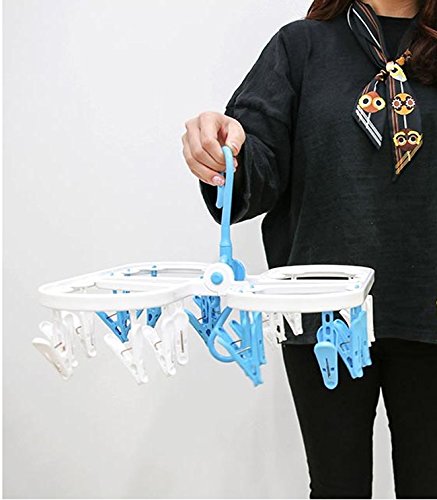 MONSTA Living Laundry Drying Rack Dry Clothes Hanger with 24 Clips - Compact Portable Outdoor Indoor Clothesline Replacement to Dry Clothing with Clips (Hanger with 24 Clips)