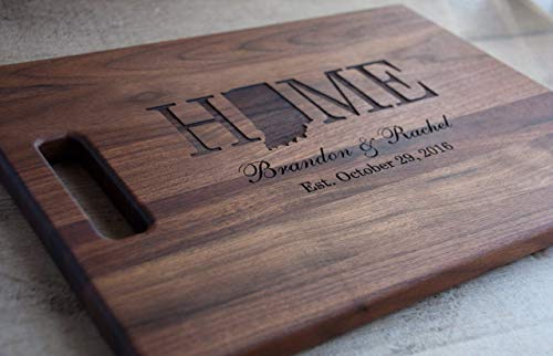 Personalized Laser Engraved Wood Cutting Board With State Shape Design