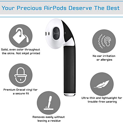 AirPod Skins Protective Wraps - Stylish AirPods Vinyl Sleeves Covers for Protection & Customization - Compatible with Apple Air Pods 1 and 2 - Matte Black Airpod Accessories