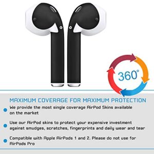 AirPod Skins Protective Wraps - Stylish AirPods Vinyl Sleeves Covers for Protection & Customization - Compatible with Apple Air Pods 1 and 2 - Matte Black Airpod Accessories