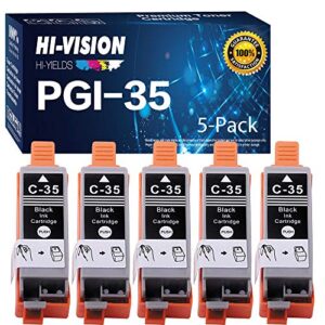 hi-vision hi-yields compatible pgi-35 pigment compatible (5-pack) black ink cartridge replacement for pixma ip100b ip100 ip110 printer, (black only, 5 pack)