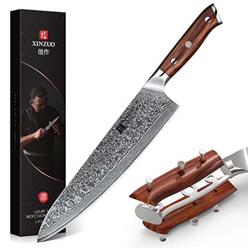 XINZUO 10 Inch Damascus Chef Knife Kitchen Knife Sharp Gyuto Knife Stainless Steel Fashion Professional Chef's Knife with Rosewood Handle