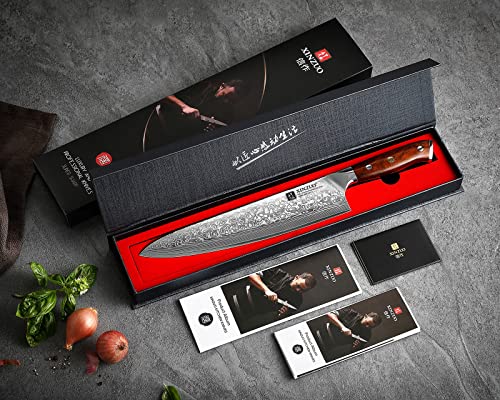 XINZUO 10 Inch Damascus Chef Knife Kitchen Knife Sharp Gyuto Knife Stainless Steel Fashion Professional Chef's Knife with Rosewood Handle